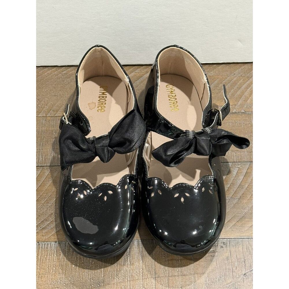 Gymboree Girls Black Patent Ballet Flats w/ Removable Bow- Size 13